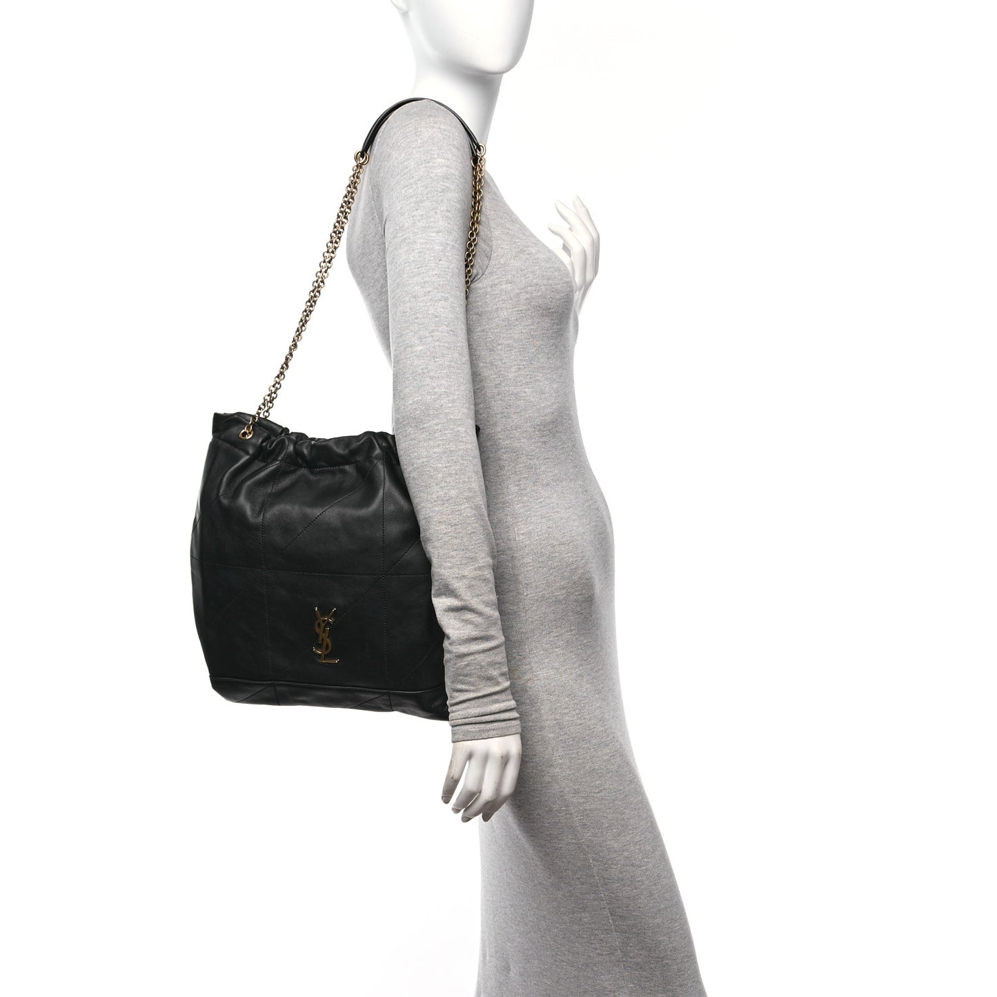 Lambskin Matelasse Monogram Medium Jamie 4.3 Pochon Black