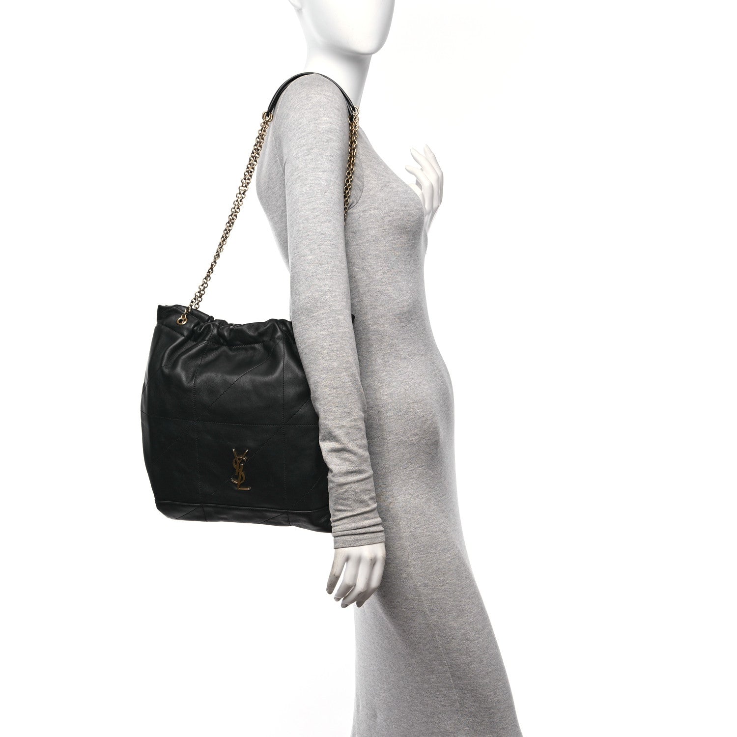 Saint Laurent Lambskin Matelasse Monogram Medium Jamie 4.3 Pochon Black 2 of 10