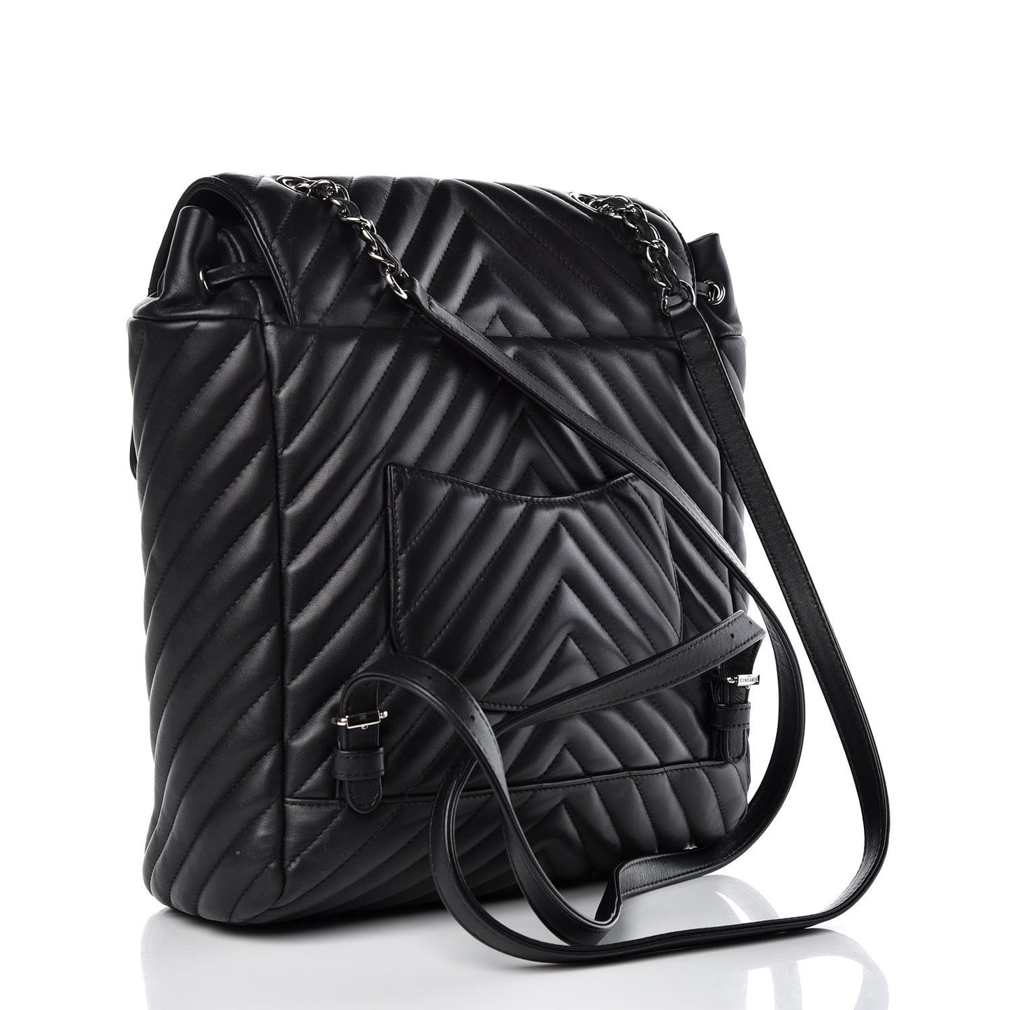 Calfskin Chevron Quilted Large Urban Spirit Backpack Black