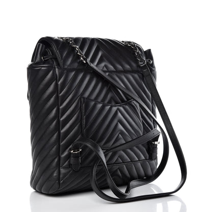 Chanel Calfskin Chevron Quilted Large Urban Spirit Backpack Black 3 of 13