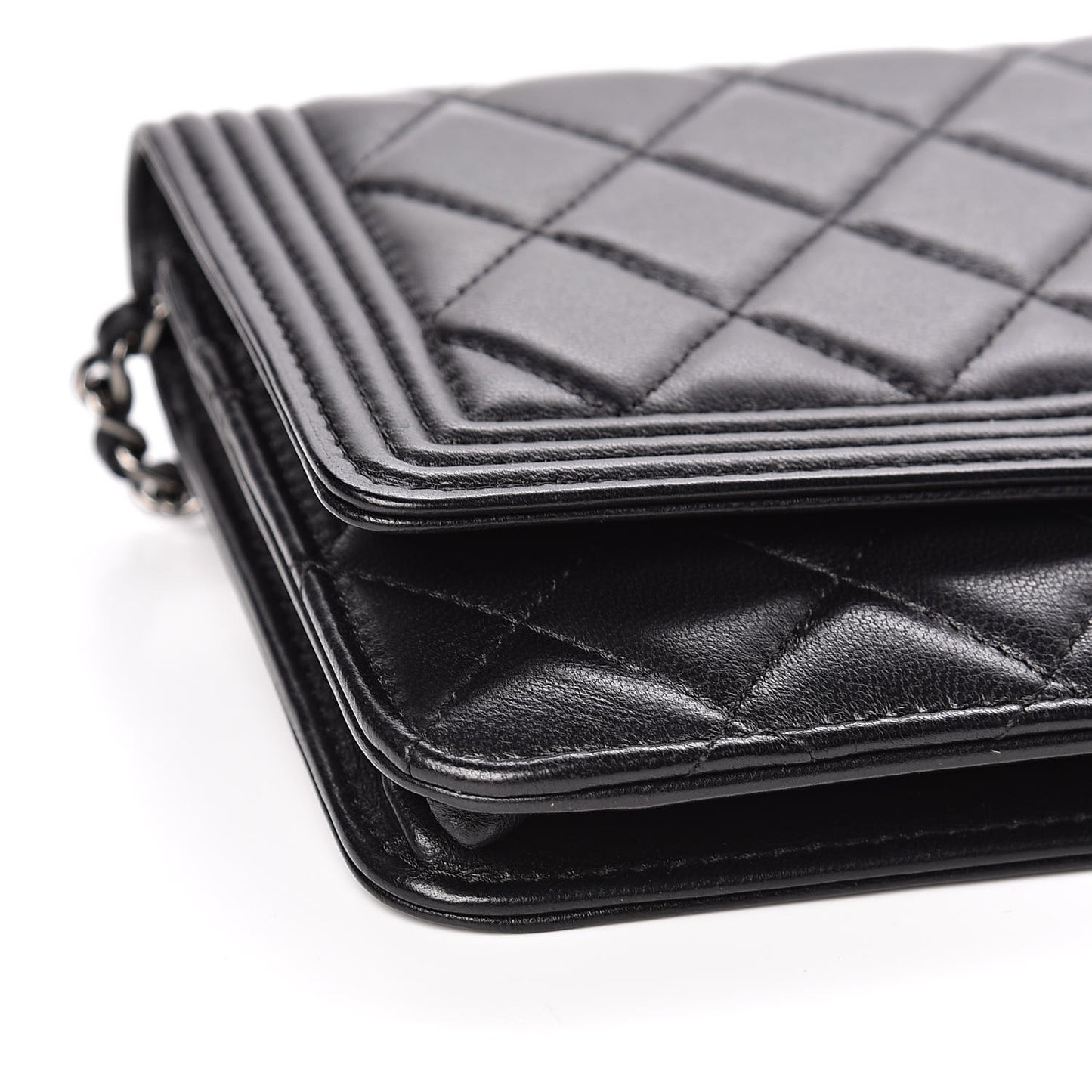 Lambskin Quilted Boy Wallet On Chain WOC Black