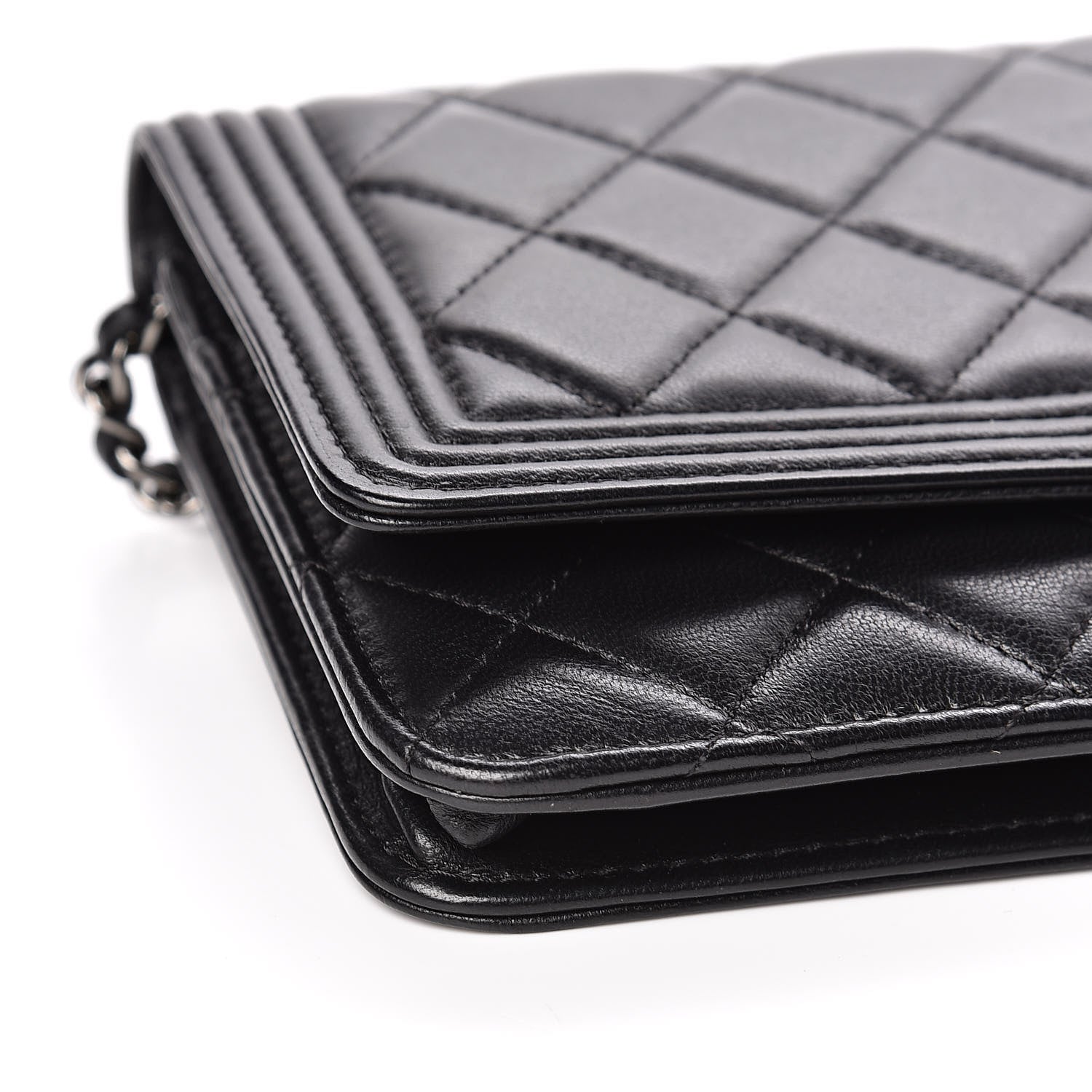 Chanel Lambskin Quilted Boy Wallet On Chain WOC Black 9 of 13