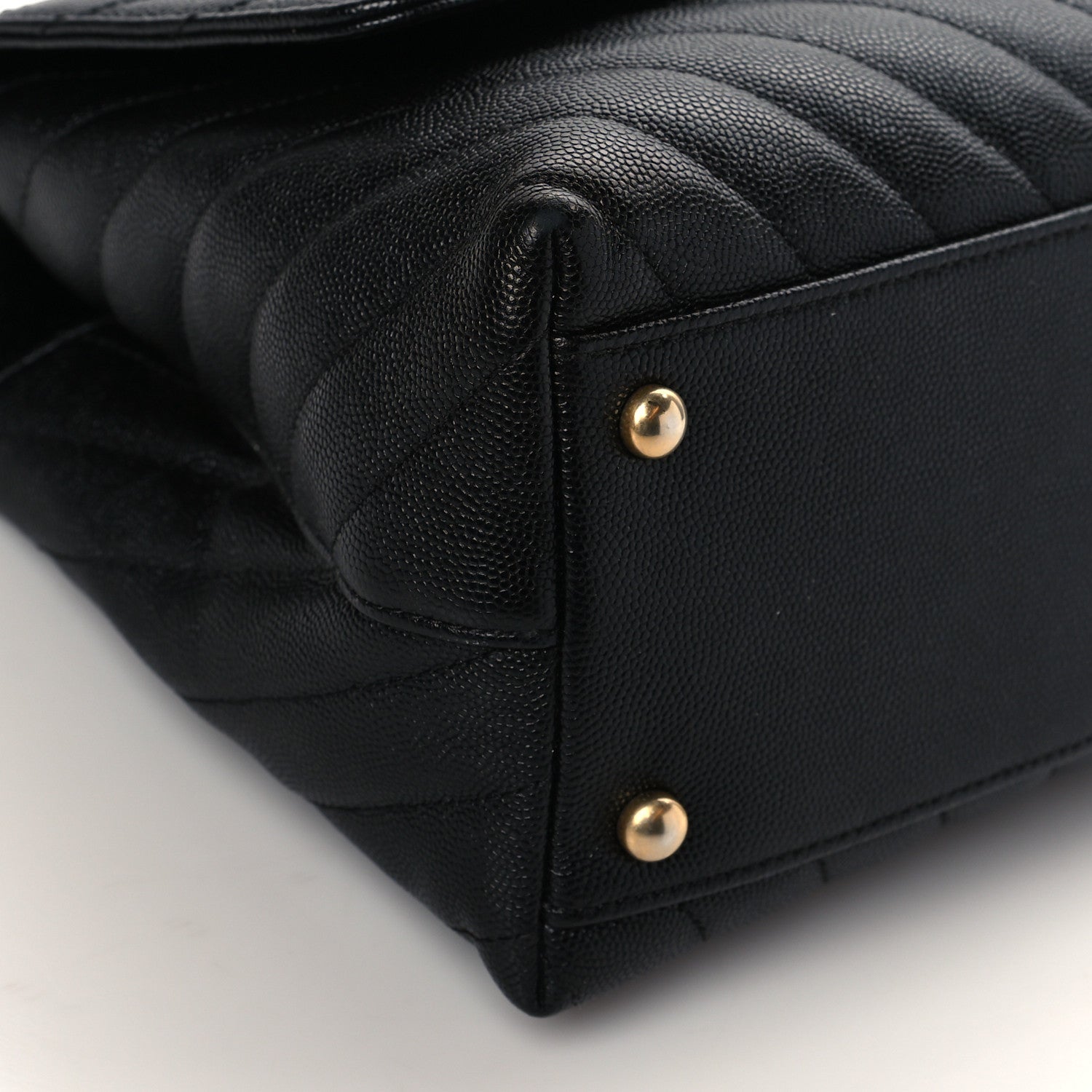 Chanel Caviar Chevron Quilted Small Coco Handle Flap Black 9 of 10