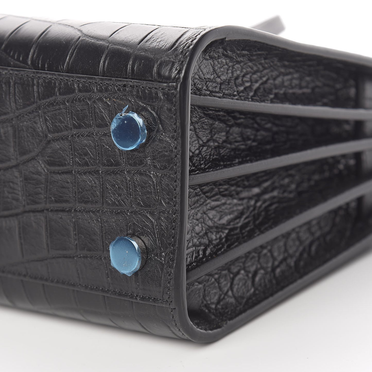 Calfskin Crocodile Embossed Nano Sac De Jour Black