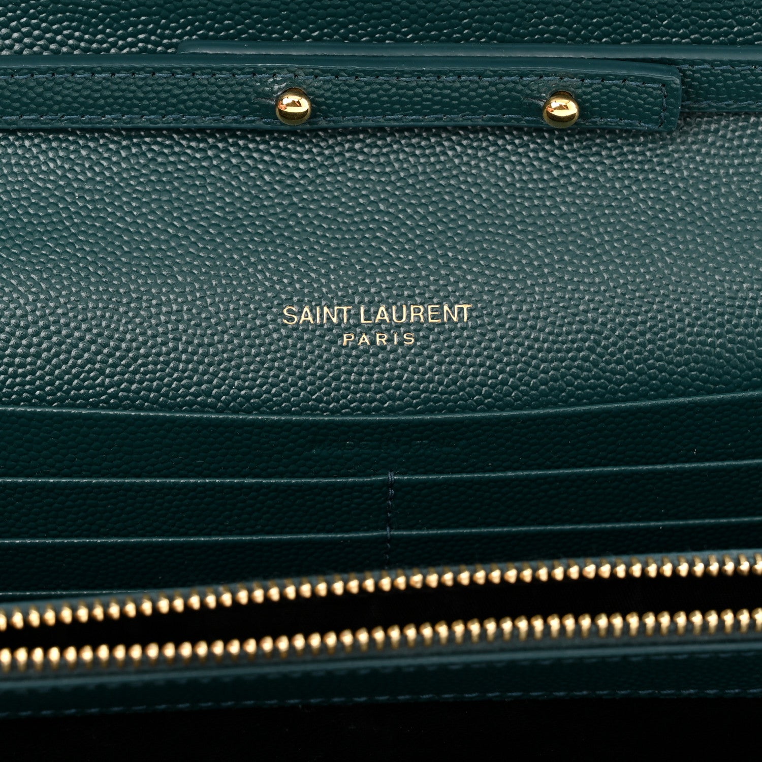 Saint Laurent Grain De Poudre Mixed Matelasse Triquilt Monogram Chain Wallet Sea Turquoise 6 of 9