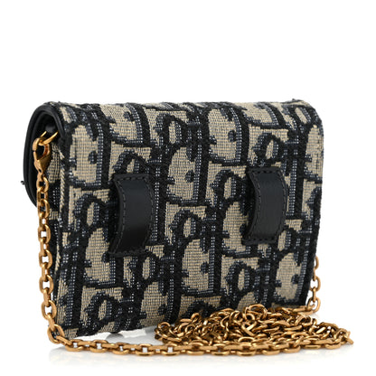 Christian Dior Oblique Nano Saddle Chain Pouch Blue 2 of 9