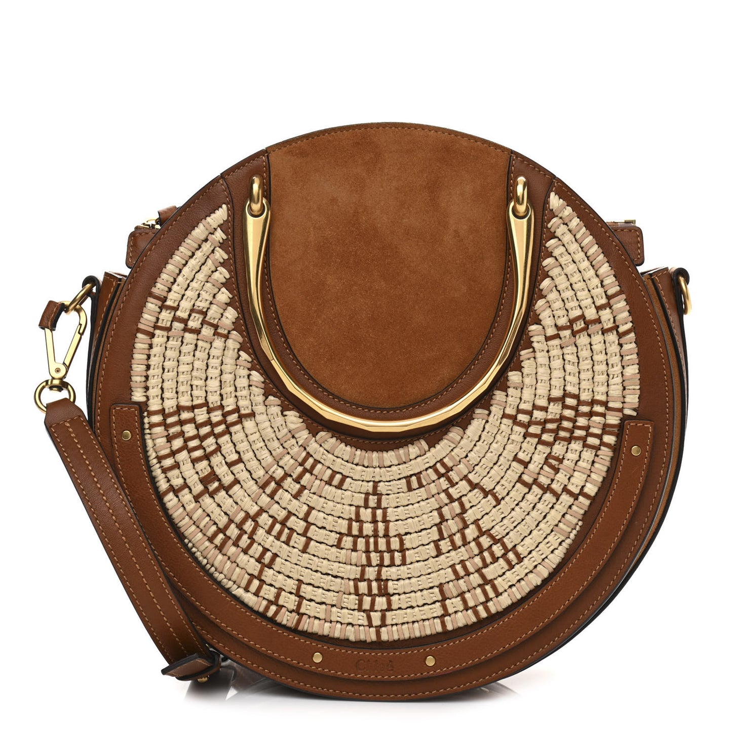 Calfskin Suede Raffia Medium Pixie Bag Caramel