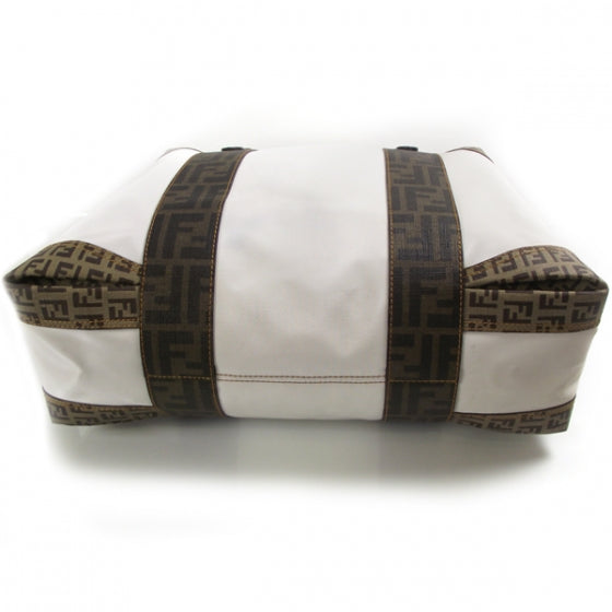 Fendi Canvas Zucca Zucchino Spalmati B Mix Tote White Mogano Panna 4 of 12