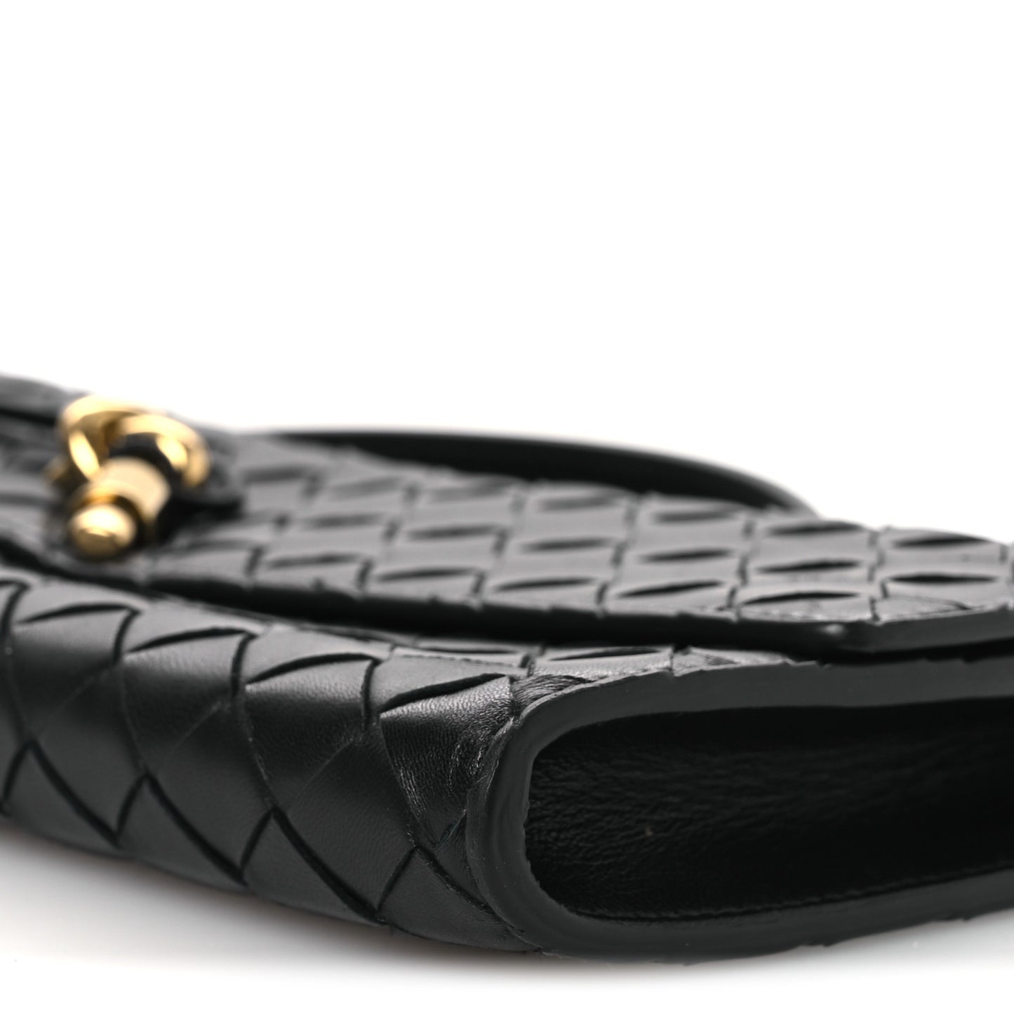 Nappa Intrecciato Long Andiamo Top Handle Clutch Black