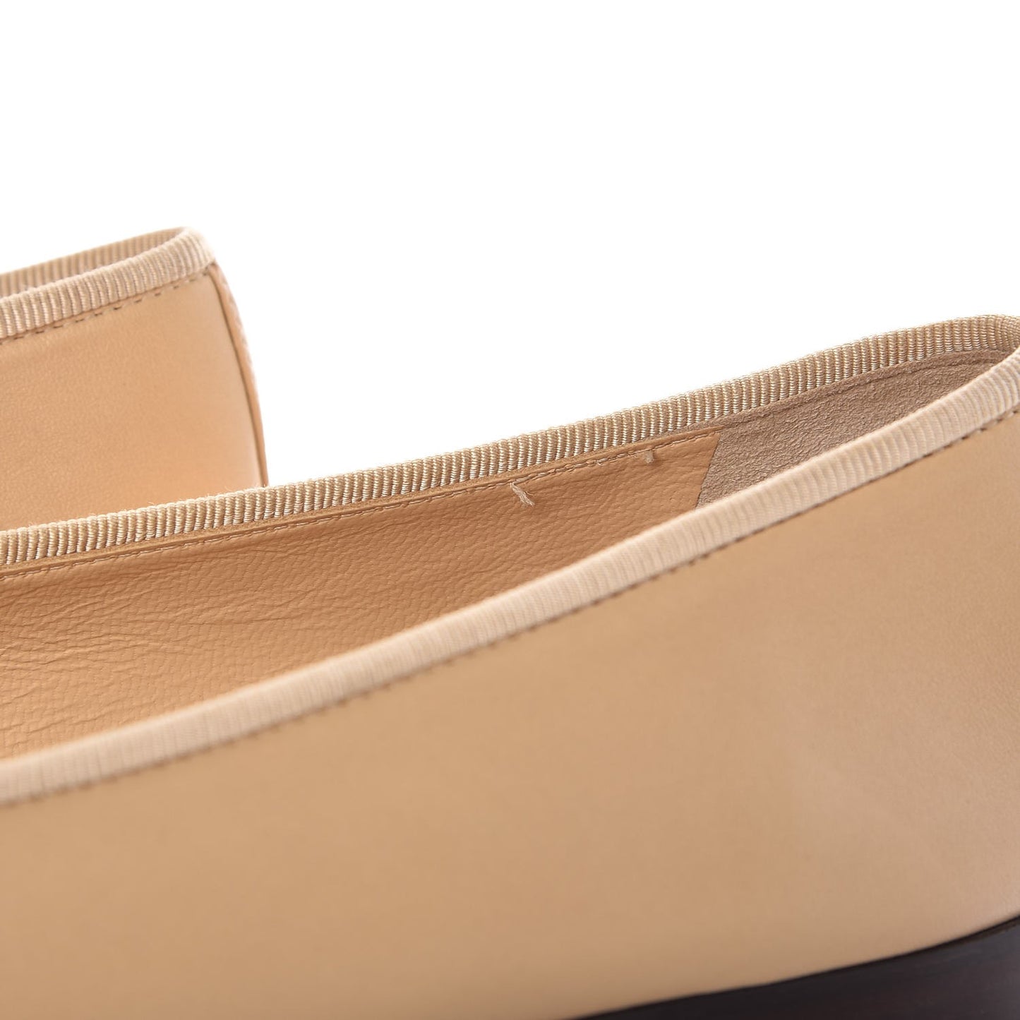 Lambskin CC Cap Toe Ballerina Flats 37.5 Beige Black