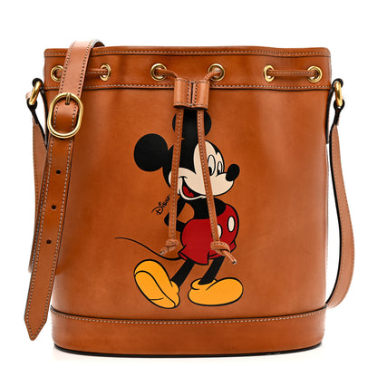 Gucci X DISNEY Calfskin Mickey Mouse Printed Bucket Bag Brown 1 of 19