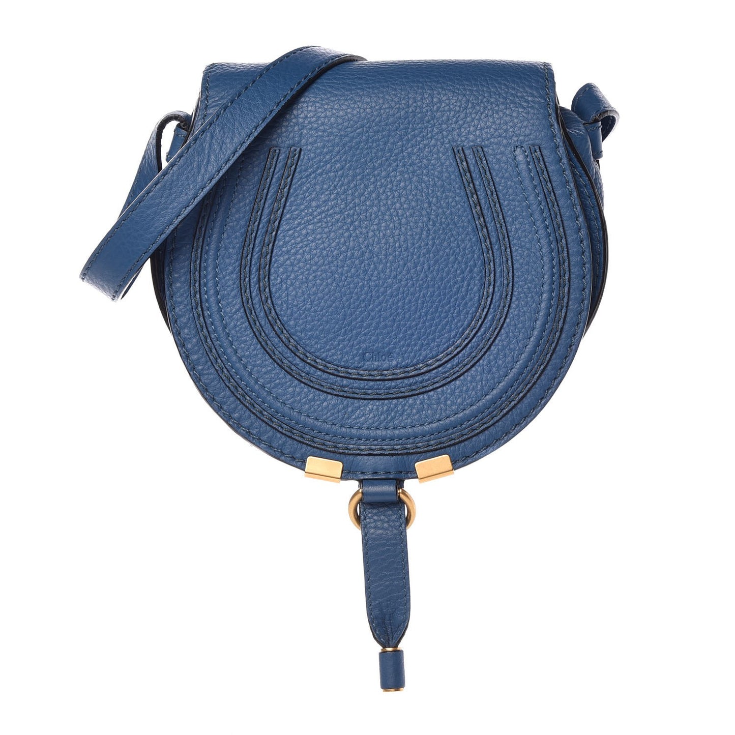 Calfskin Mini Marcie Round Crossbody Bag Royal Navy