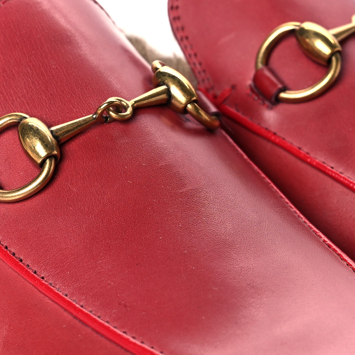 Gucci Betis Glamour Calfskin Fur Womens Princetown Slippers 36 Hibiscus Red Naturale 8 of 10