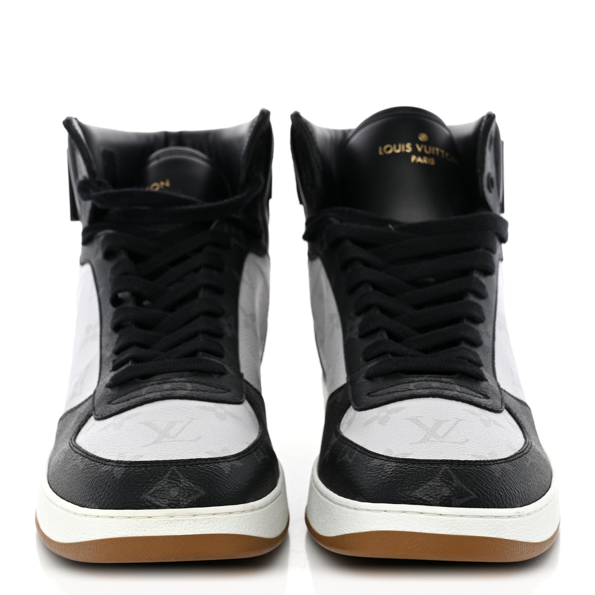 Calfskin Monogram Mens Rivoli High Top Sneakers 10 Black