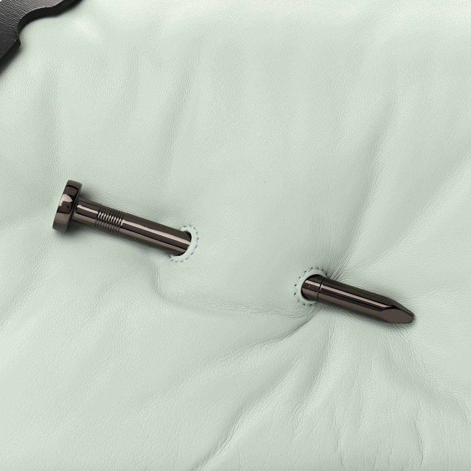 Off-White Calfskin Slouchy Nailed Clutch Green 7 of 9