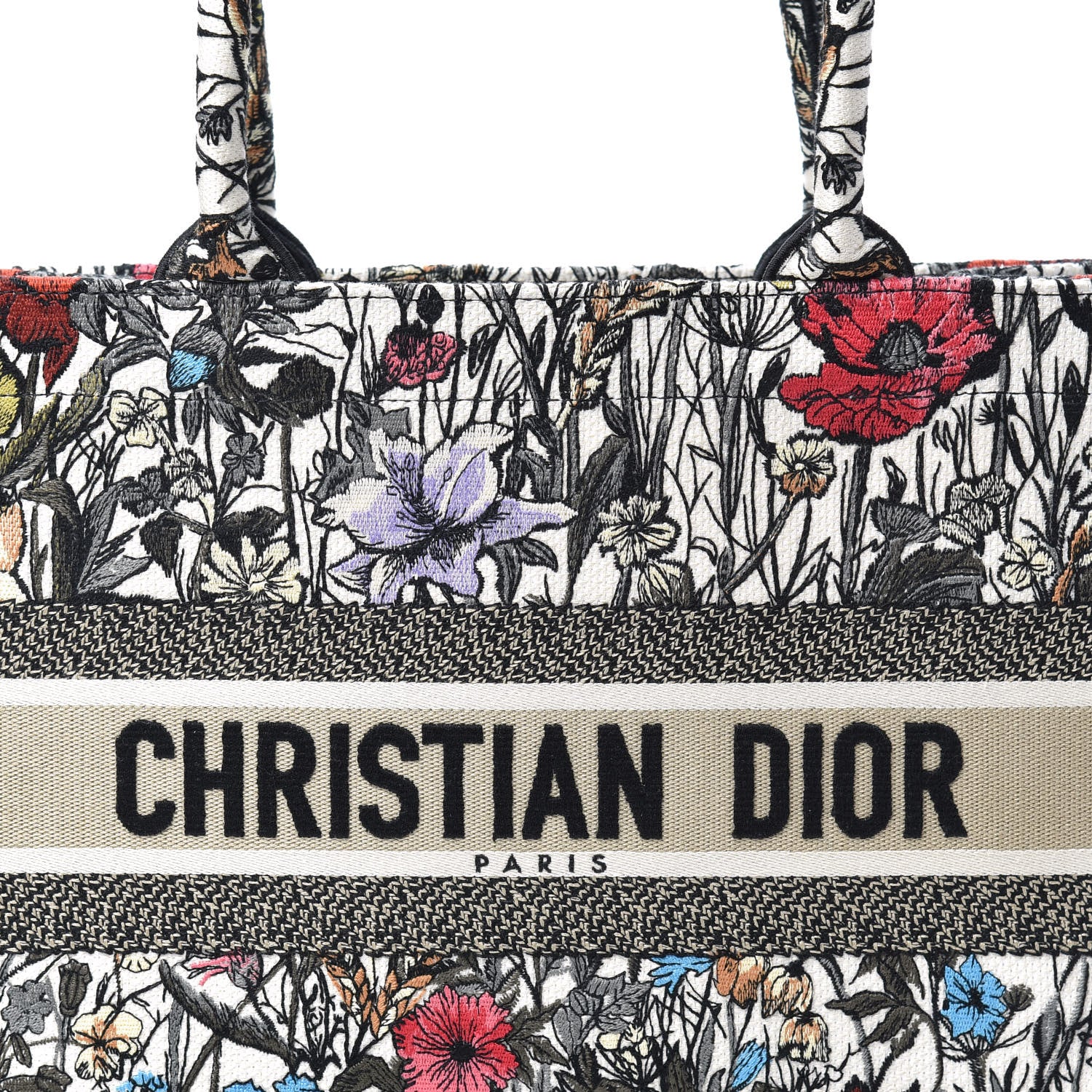 Christian Dior Canvas Embroidered Medium Mille Fleurs Book Tote Multicolor 7 of 9