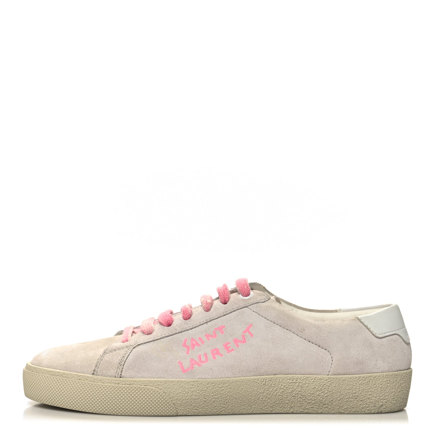 Saint Laurent Distressed Suede Womens Court Classic Sneakers 39 White Pink 1 of 8
