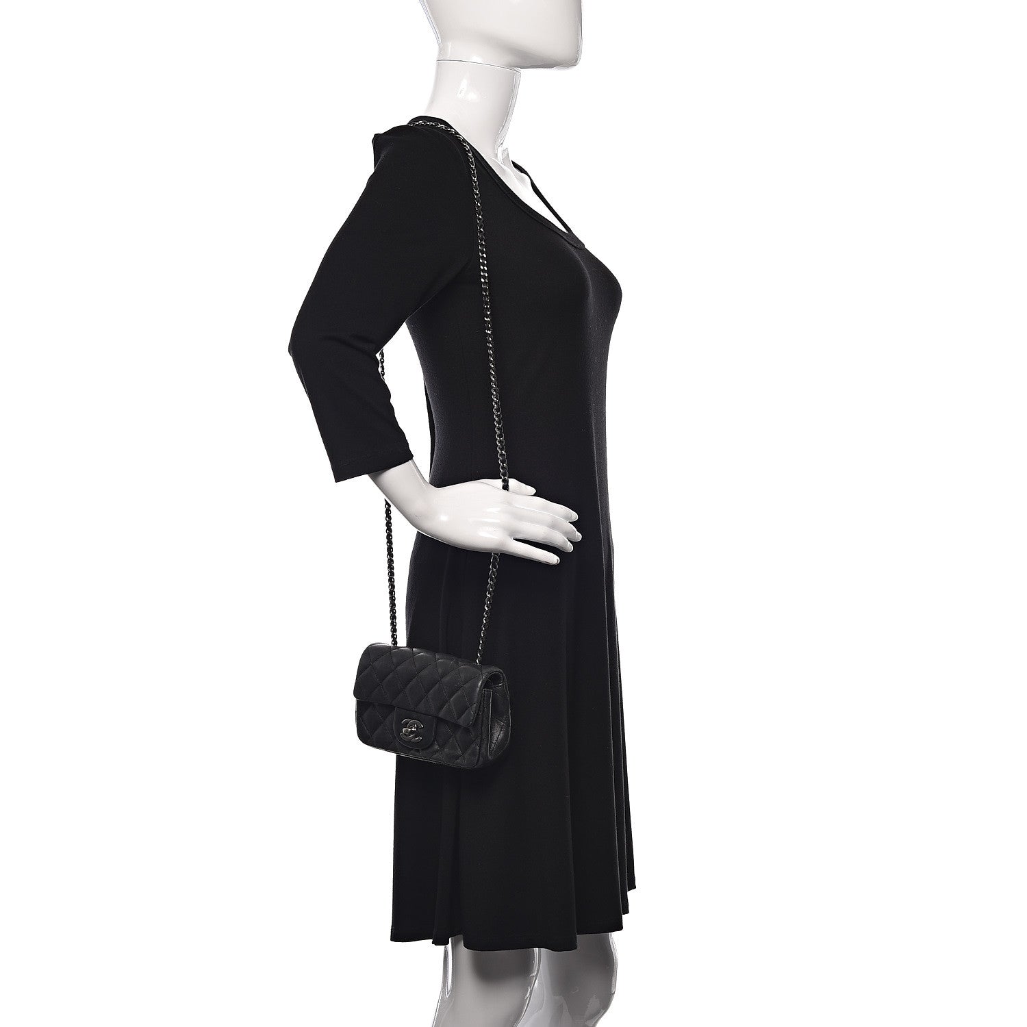 Chanel Lambskin Quilted Extra Mini Rectangular Flap Black 2 of 21
