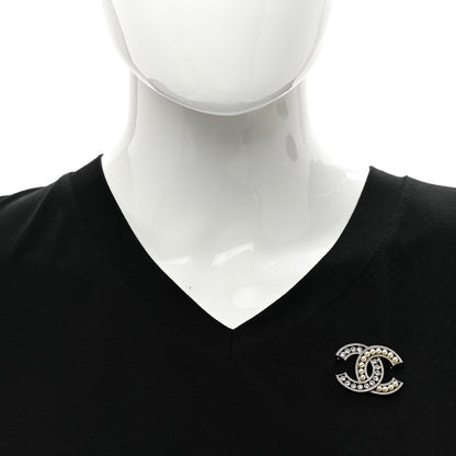 Chanel Pearl Crystal CC Brooch Silver 2 of 4