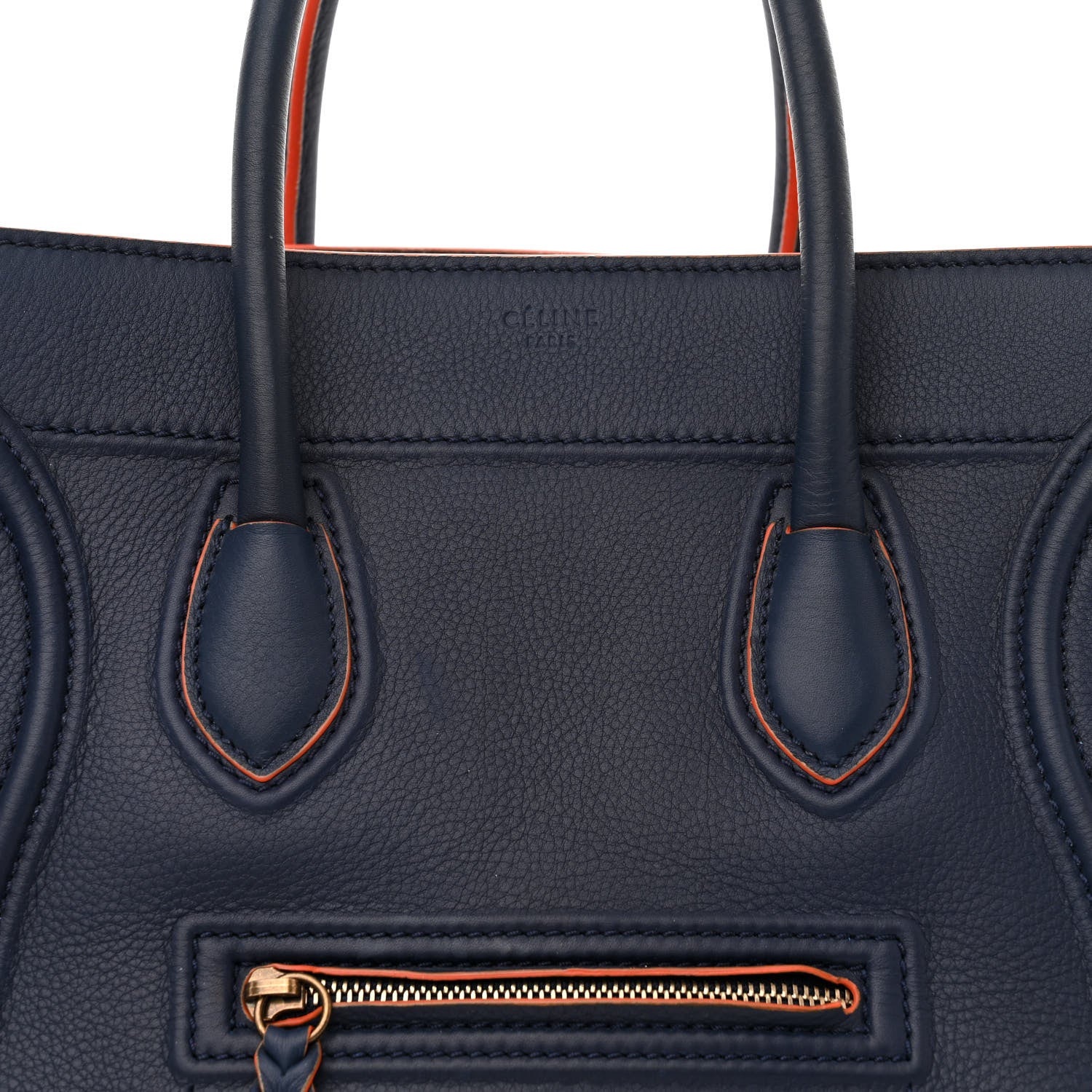 Celine Supple Calfskin Large Phantom Luggage Navy Blue Orange 8 of 17