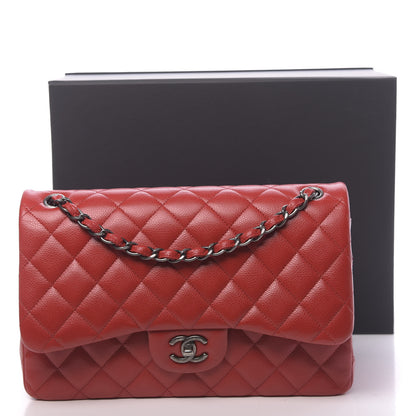 Chanel Caviar Quilted Jumbo Double Flap Red 11 of 11