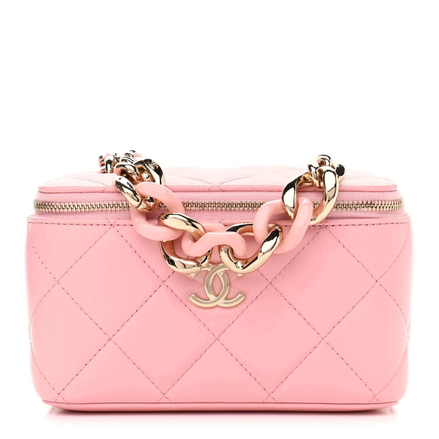 Chanel Lambskin Resin Elegant Chain Vanity Case Pink 1 of 11