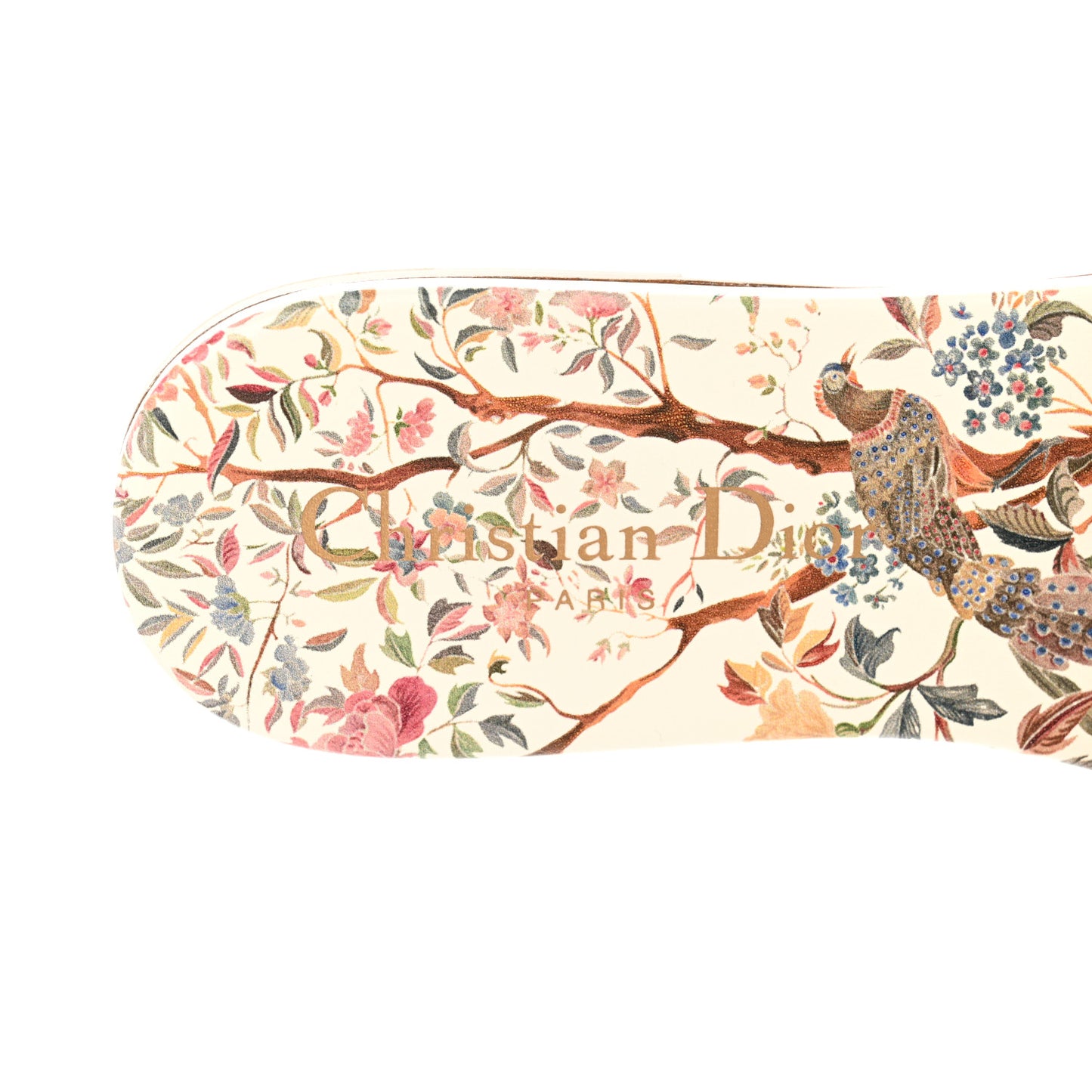 Canvas Jardin d’Hiver Embroidered Dway Flat Slide Sandals 36.5 White Multicolor