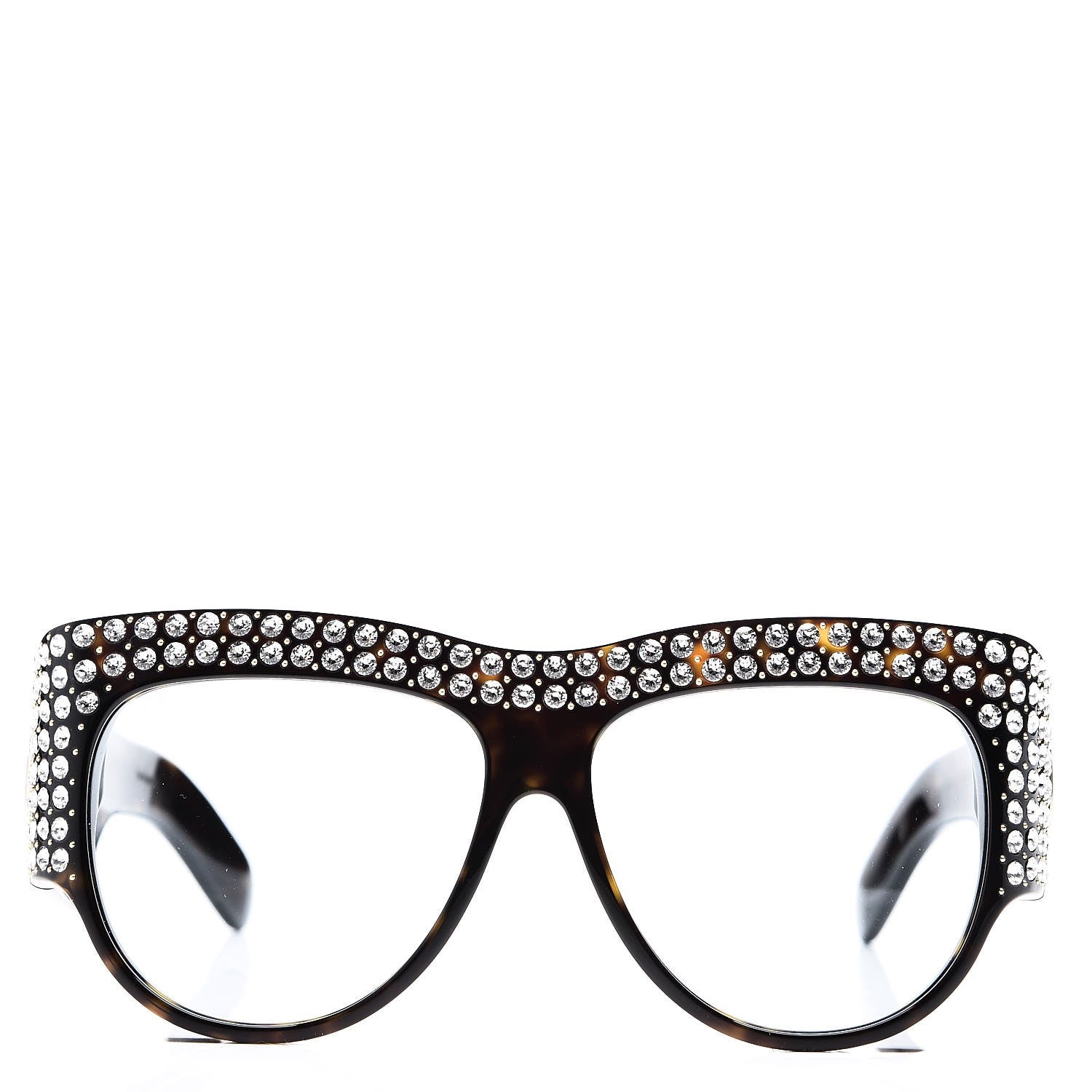 Gucci Acetate Crystal Oversize Hollywood Forever Sunglasses GG0144S Tortoiseshell 2 of 7