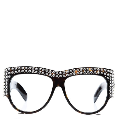 Gucci Acetate Crystal Oversize Hollywood Forever Sunglasses GG0144S Tortoiseshell 2 of 7
