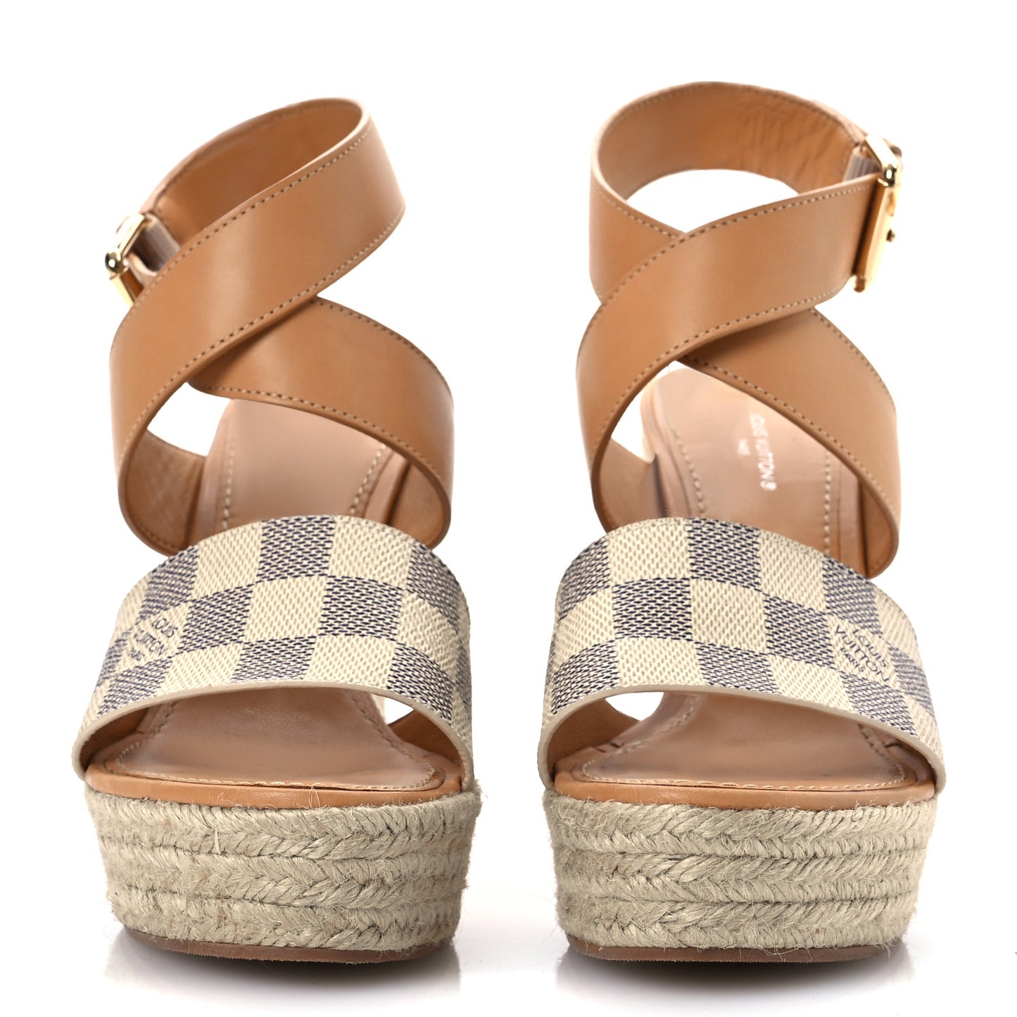 Damier Azur Starboard Wedges 38 Tan