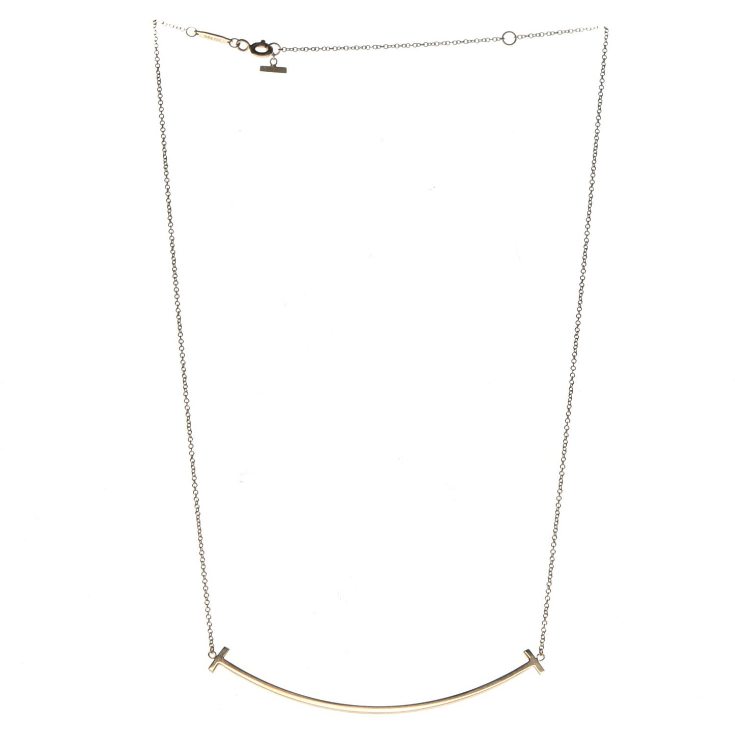 18K Yellow Gold Large T Smile Pendant Necklace