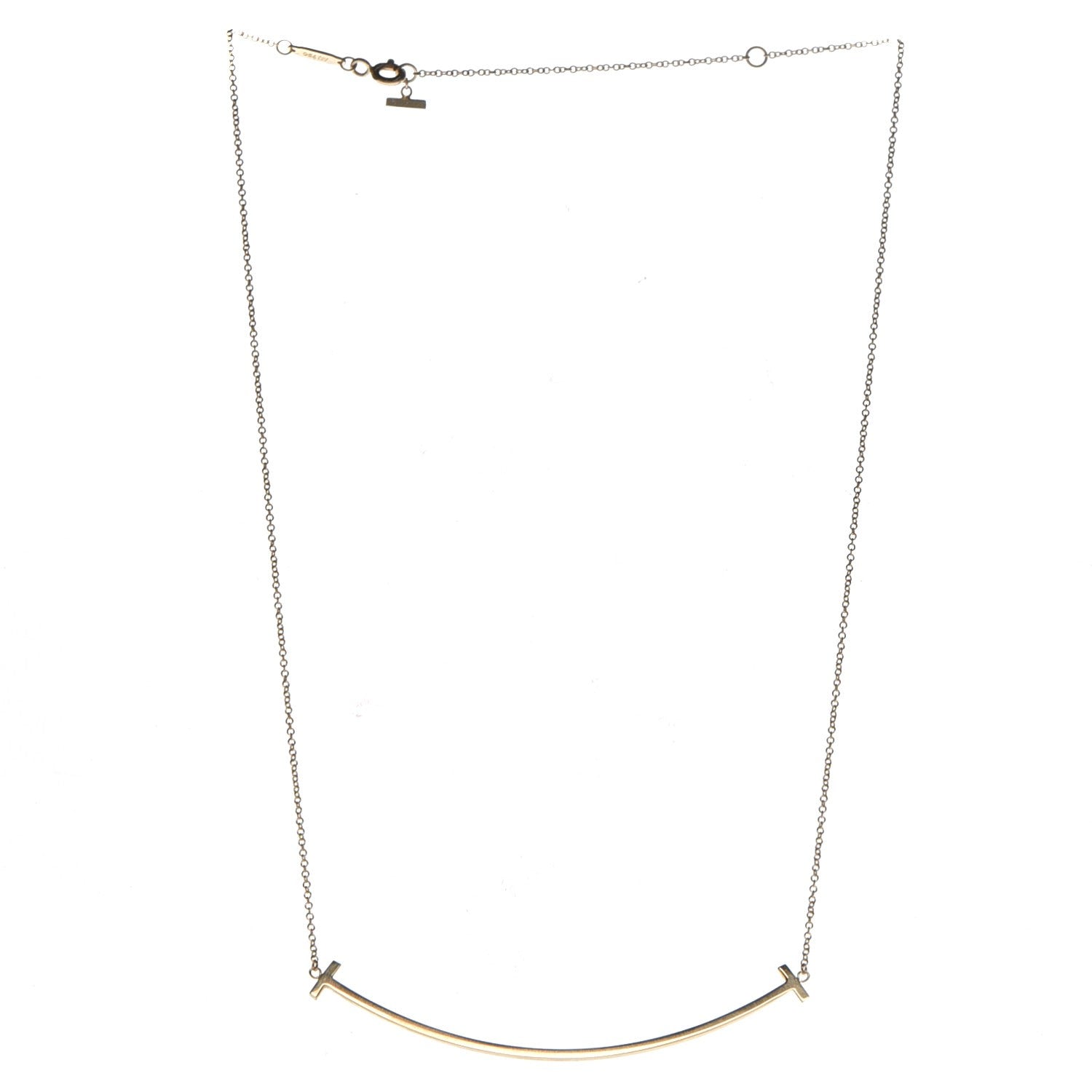 Tiffany 18K Yellow Gold Large T Smile Pendant Necklace 3 of 7