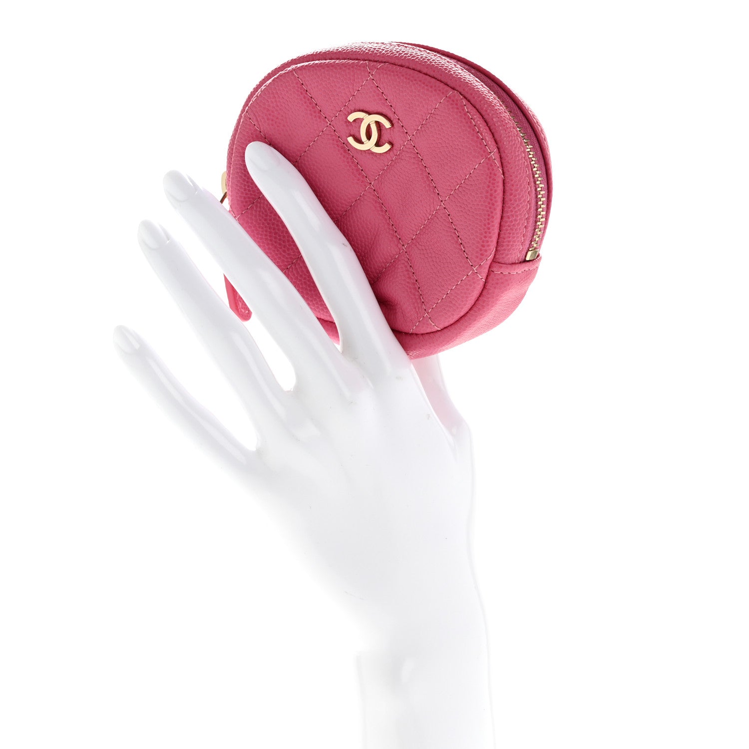 Chanel Caviar Quilted Zip Around Classic Coin Purse Pink 2 of 8