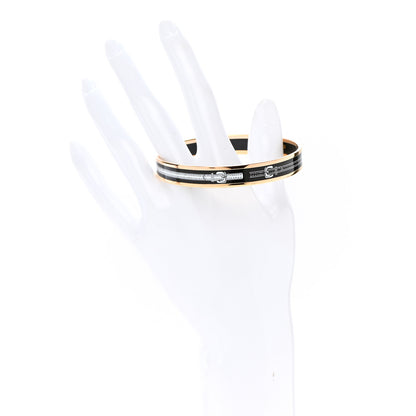 Hermes Enamel Printed Narrow Harnais Des Presidents Bracelet 70 Black White 2 of 6