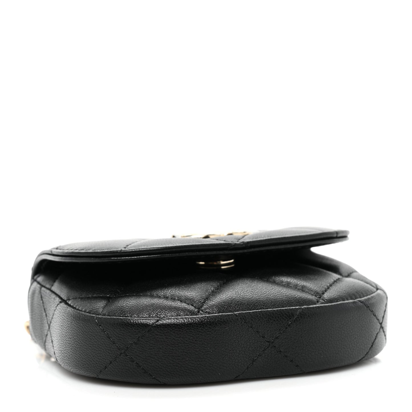 Lambskin Quilted Pearl Top Handle Clutch With Chain Black
