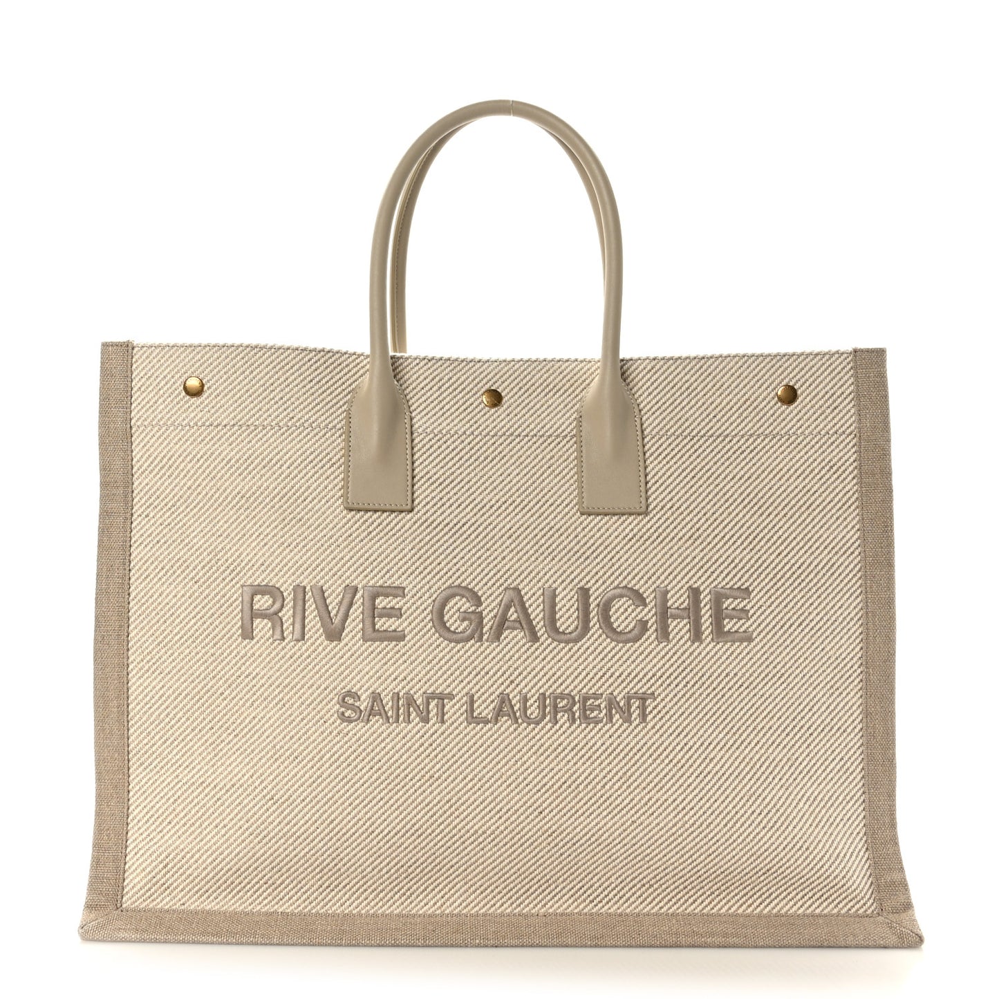 Linen Calfskin Rive Gauche Tote Beige Sea Salt