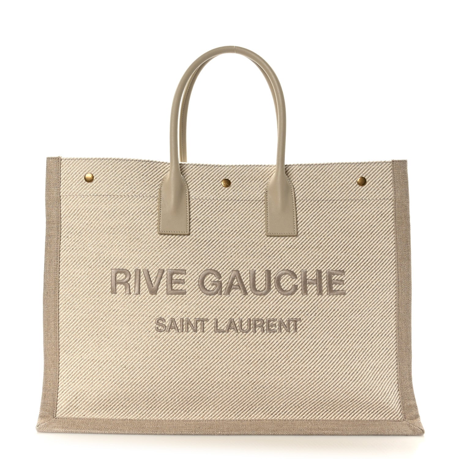 Saint Laurent Linen Calfskin Rive Gauche Tote Beige Sea Salt 1 of 9