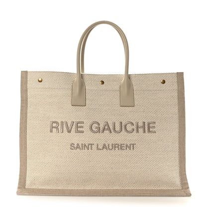 Saint Laurent Linen Calfskin Rive Gauche Tote Beige Sea Salt 1 of 9