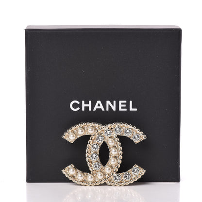 Chanel Pearl Crystal April In Paris CC Brooch Gold 5 of 5