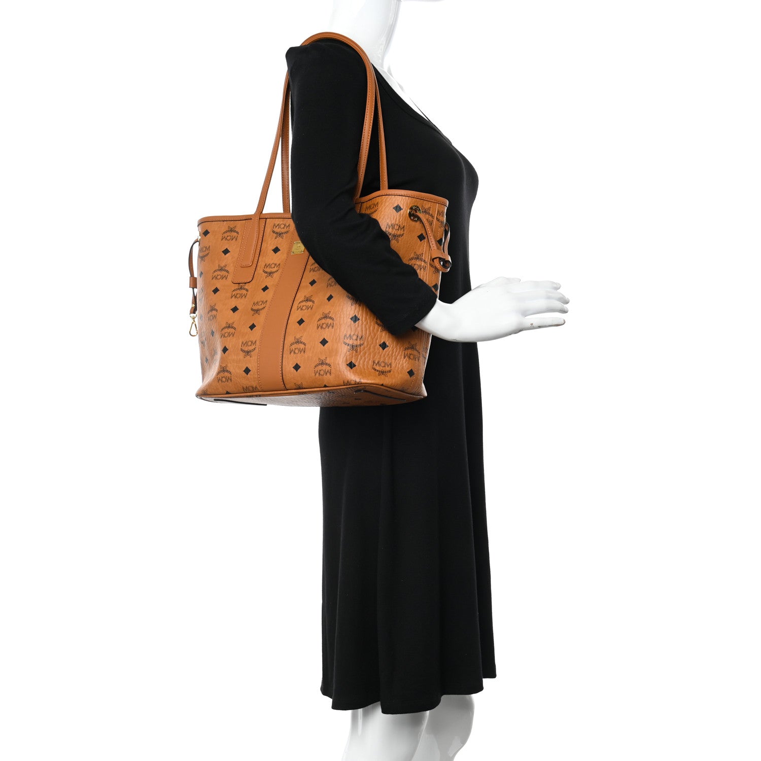 MCM Visetos Small Liz Reversible Shopper Tote Cognac 2 of 13