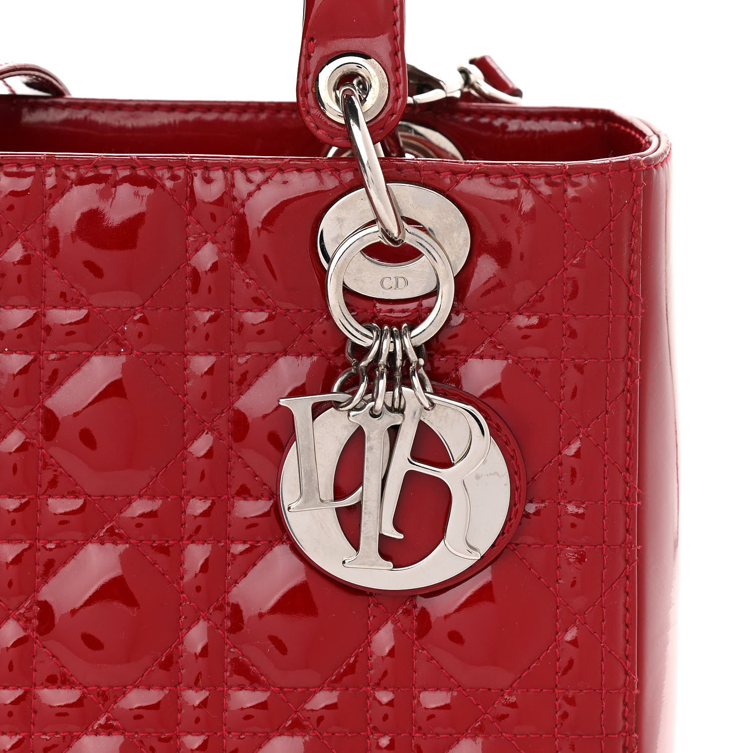 Christian Dior Patent Cannage Medium Lady Dior Red 8 of 11