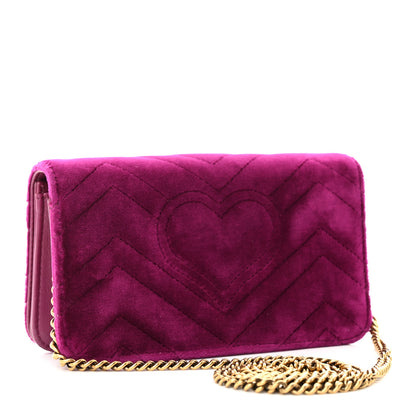Gucci Velvet Matelasse GG Marmont Mini Bag Fuchsia Violet Cyclamen 2 of 18