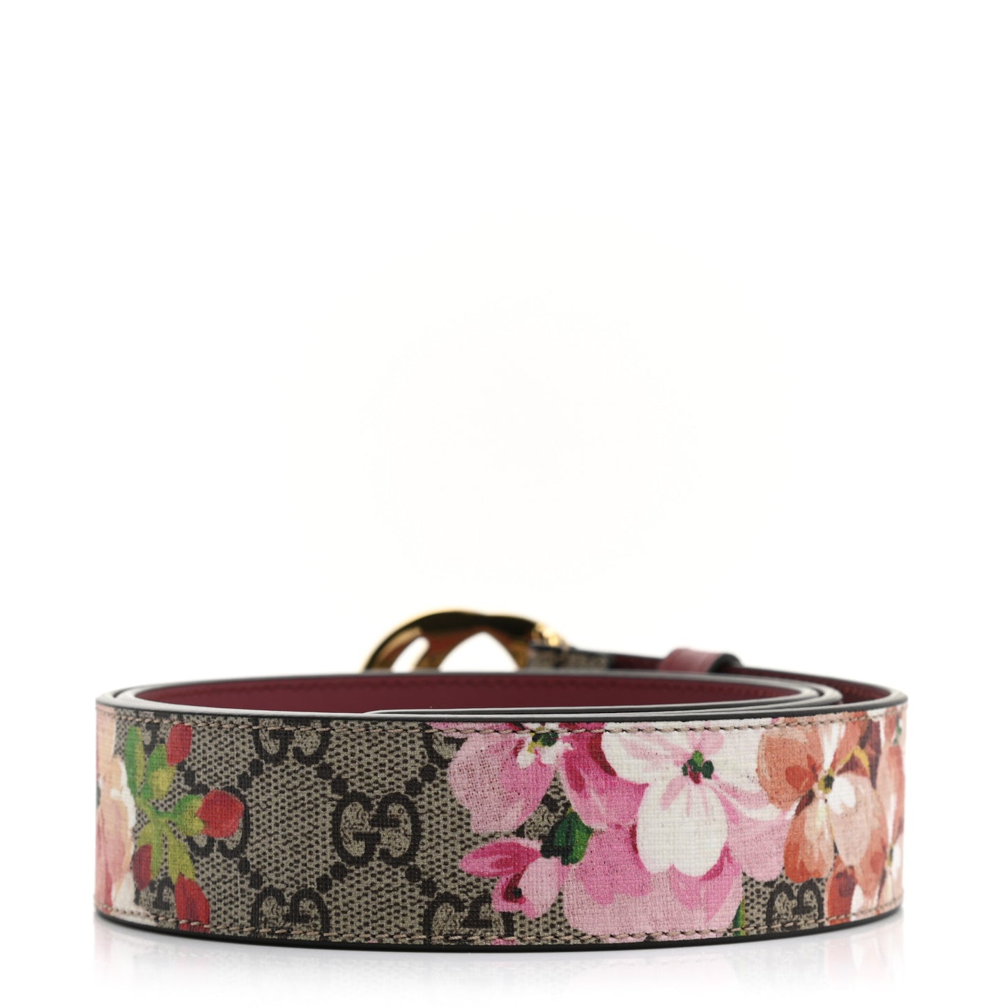 GG Supreme Monogram Blooms Moon Calfskin Interlocking G 37mm Belt 95 38 Beige Ebony Multicolor Dry Rose