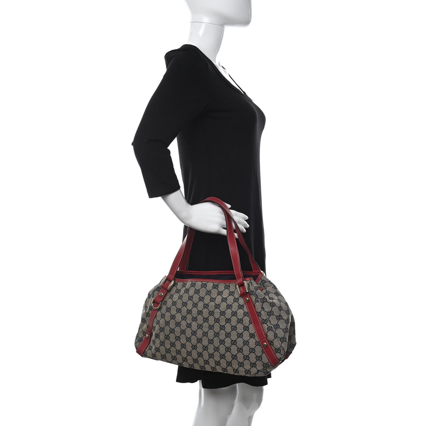 Monogram Medium Abbey Shoulder Bag Navy Red