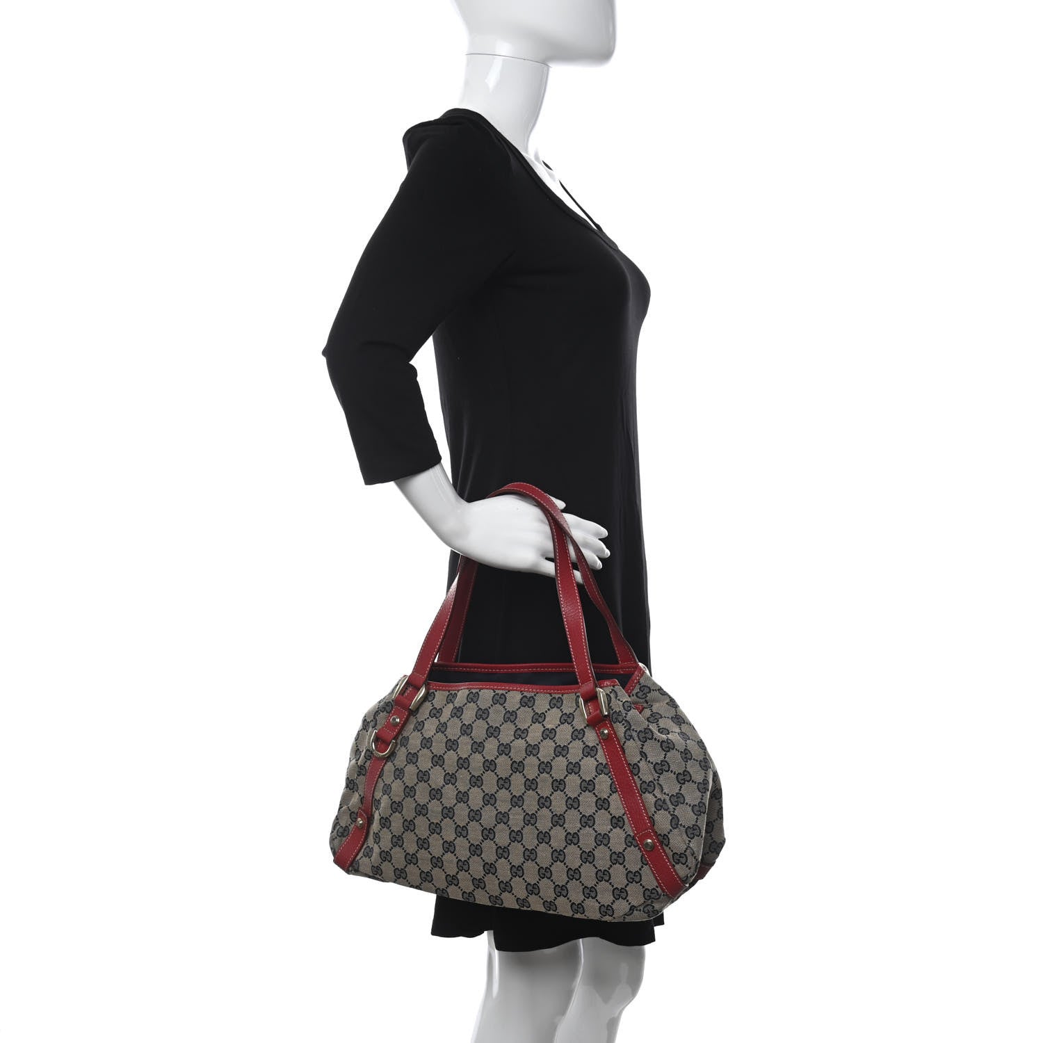 Gucci Monogram Medium Abbey Shoulder Bag Navy Red 2 of 10