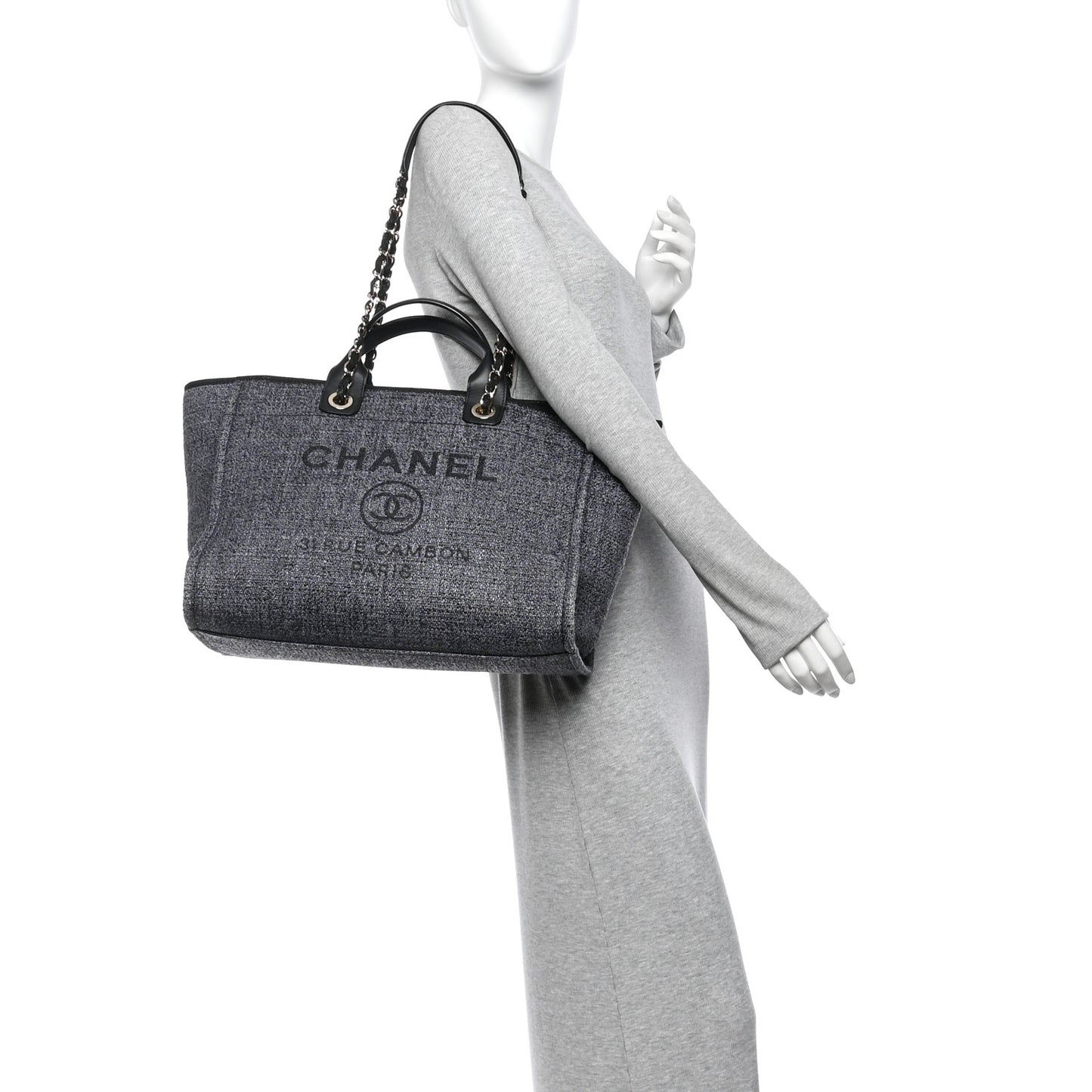 Lurex Boucle Medium Deauville Tote Black