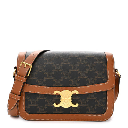 Celine Triomphe Canvas Calfskin Medium Triomphe Bag Tan 1 of 13