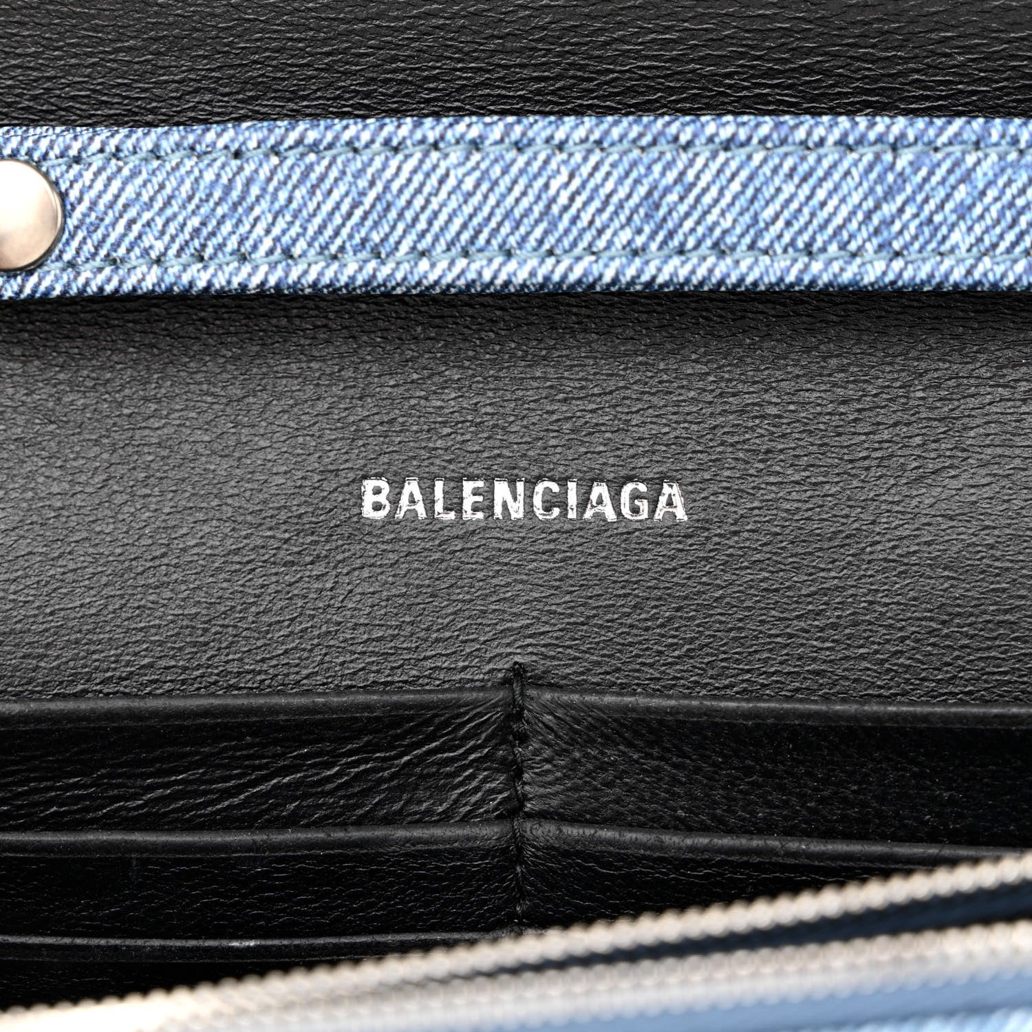 Balenciaga Nappa Denim Printed Hourglass Chain Bag Denim Blue 6 of 9