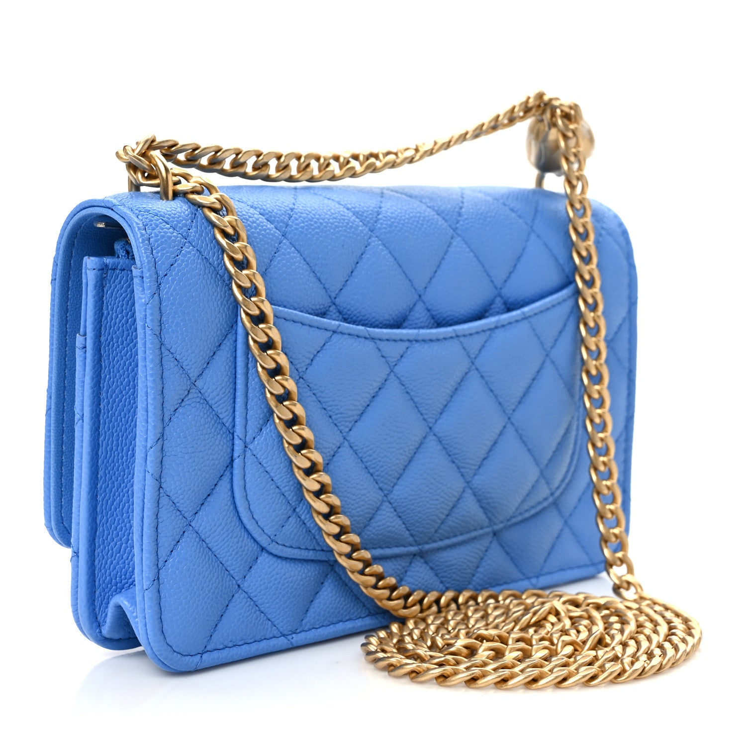Chanel Caviar Quilted Sweetheart Wallet On Chain WOC Blue 3 of 11