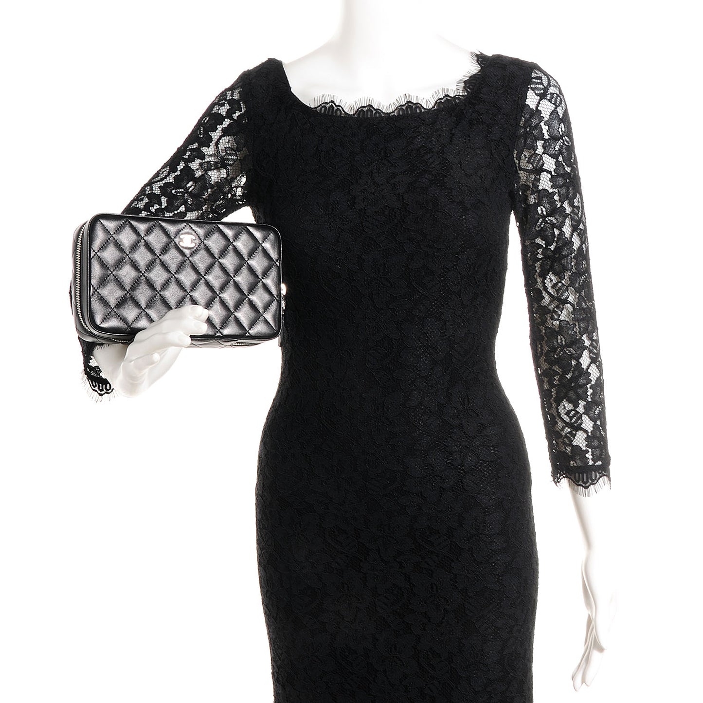 Lambskin Quilted Jewelry Case Black